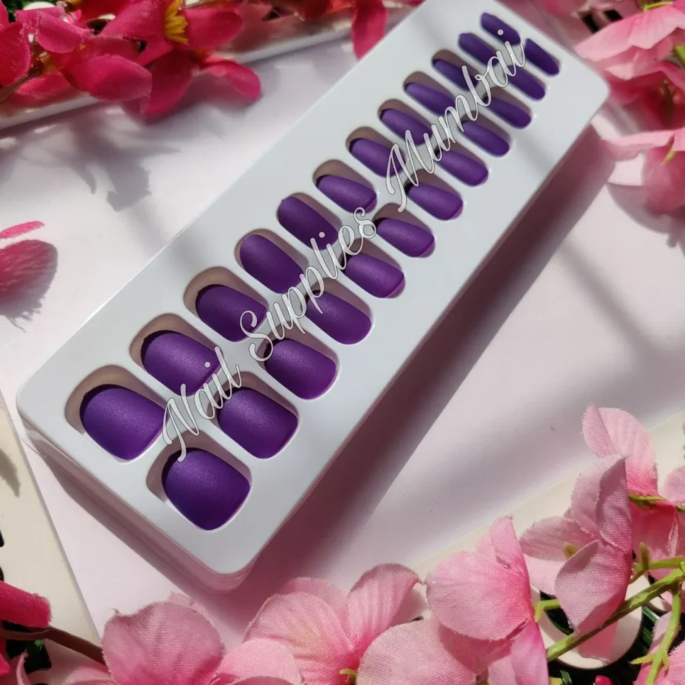 Purple Short Square Matte Press On Nails (set Of 24 Nails)