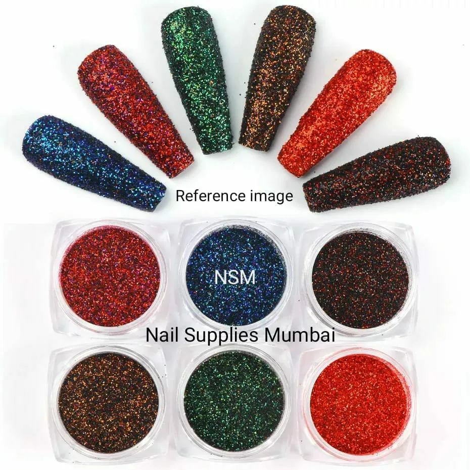 Christmas Themed Nail Glitter (set Of 6 Colors)