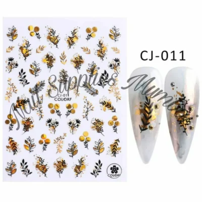 Leaves Golden Holographic Sticker Sheets (cj-011)