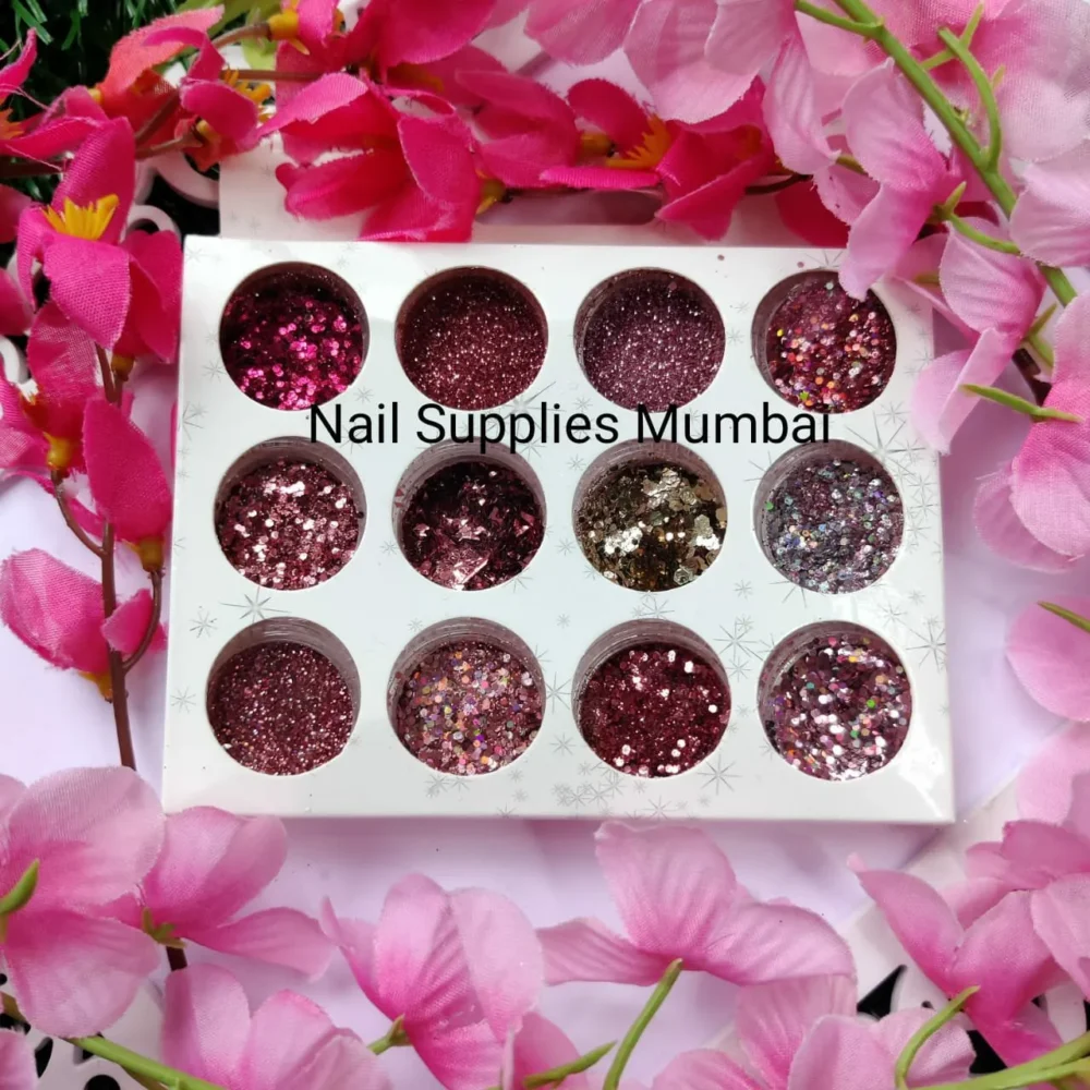 Pink / Rosegold Glitters And Mylars Box (set Of 12)