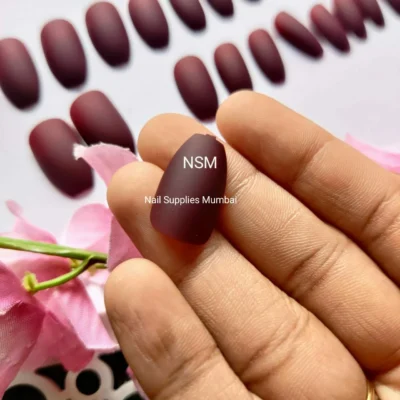 Matte Maroon Press On Nails (set Of 24 Pc)