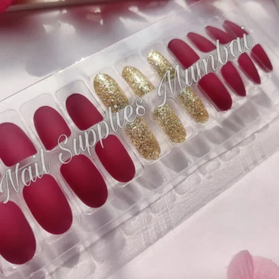 Matte & Glitter Finish Oval Press On Nails (set Of 24 Nails) 03