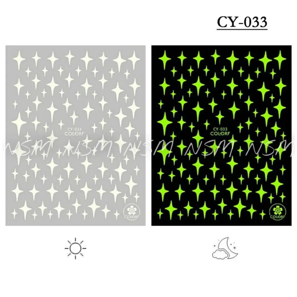 Starry Night Stars Glow In The Dark Sticker Sheets (cy-033)