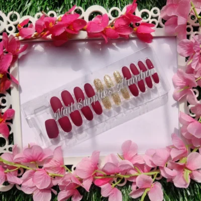 Matte & Glitter Finish Oval Press On Nails (set Of 24 Nails) 03