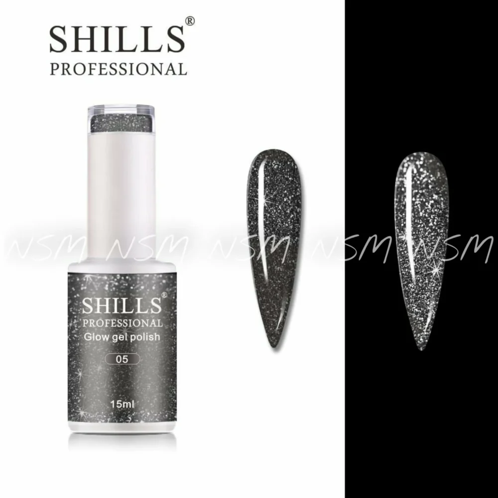 Shills Professional Black Reflective Glitter Gel Polish (15ml)