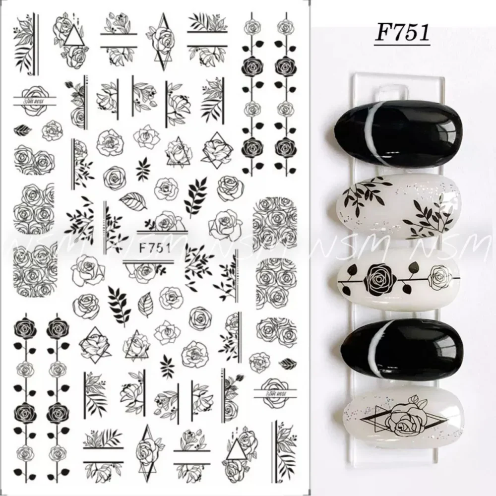 Black And White Roses And Leaves Sticker Sheets (f751)