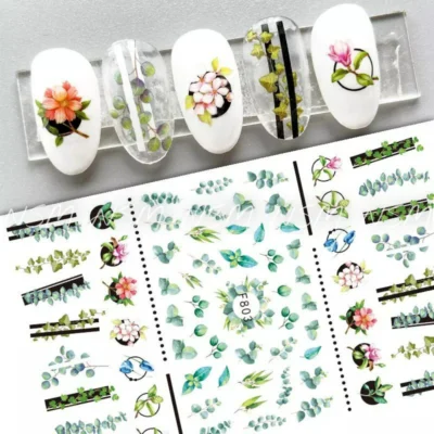 Bamboo Leaf, Leaves And Flowers Stickers Sheet (f803)