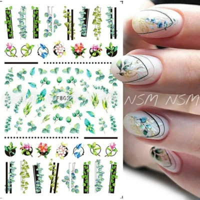 Bamboo Leaf, Leaves And Flowers Stickers Sheet (f803)