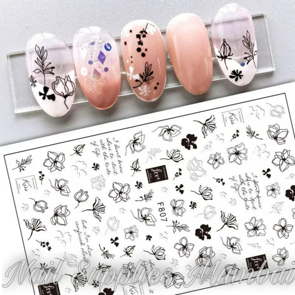 Black And White Floral Stickers Sheet