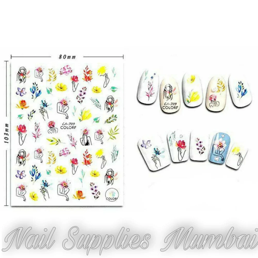 Floral, Lady And Leaf Stickers Sheet