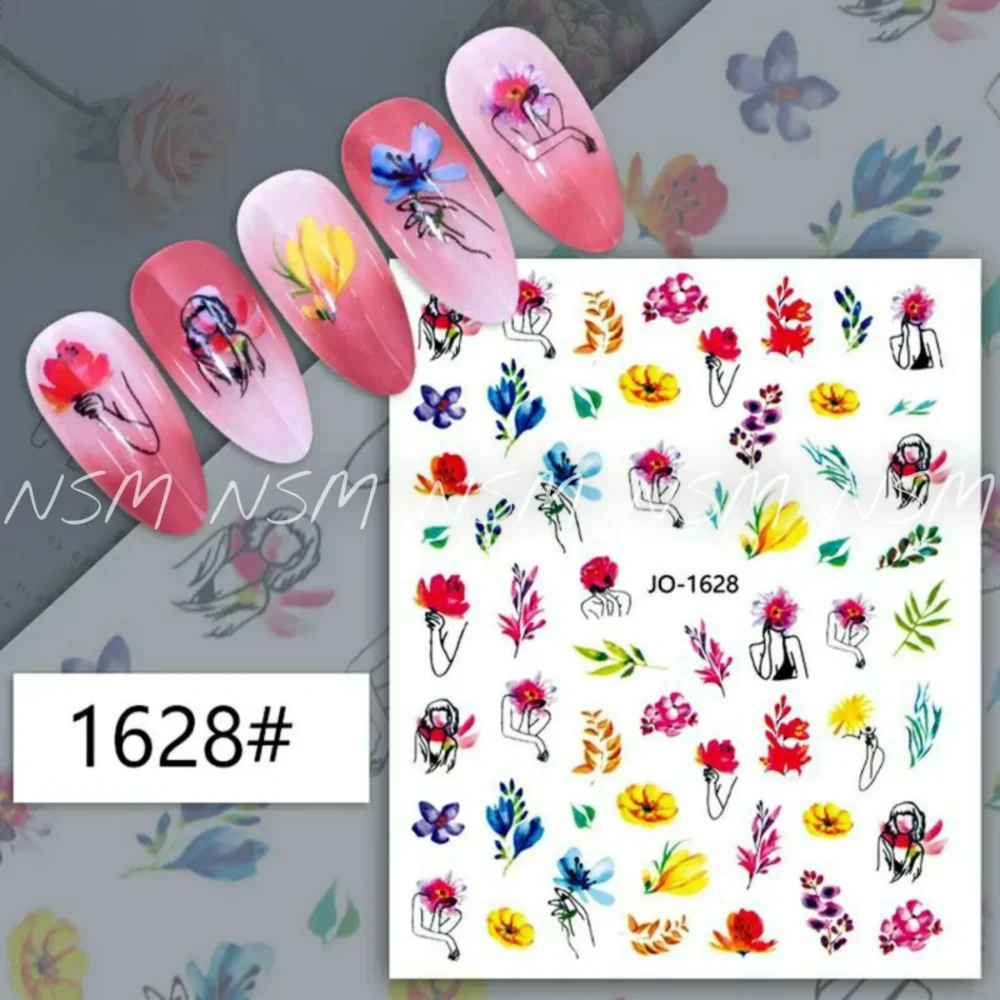 Floral, Lady And Leaf Stickers Sheet