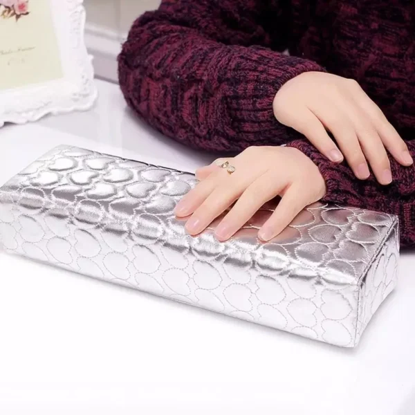 Gold And Silver Rectangle Nail Art Hand Rest