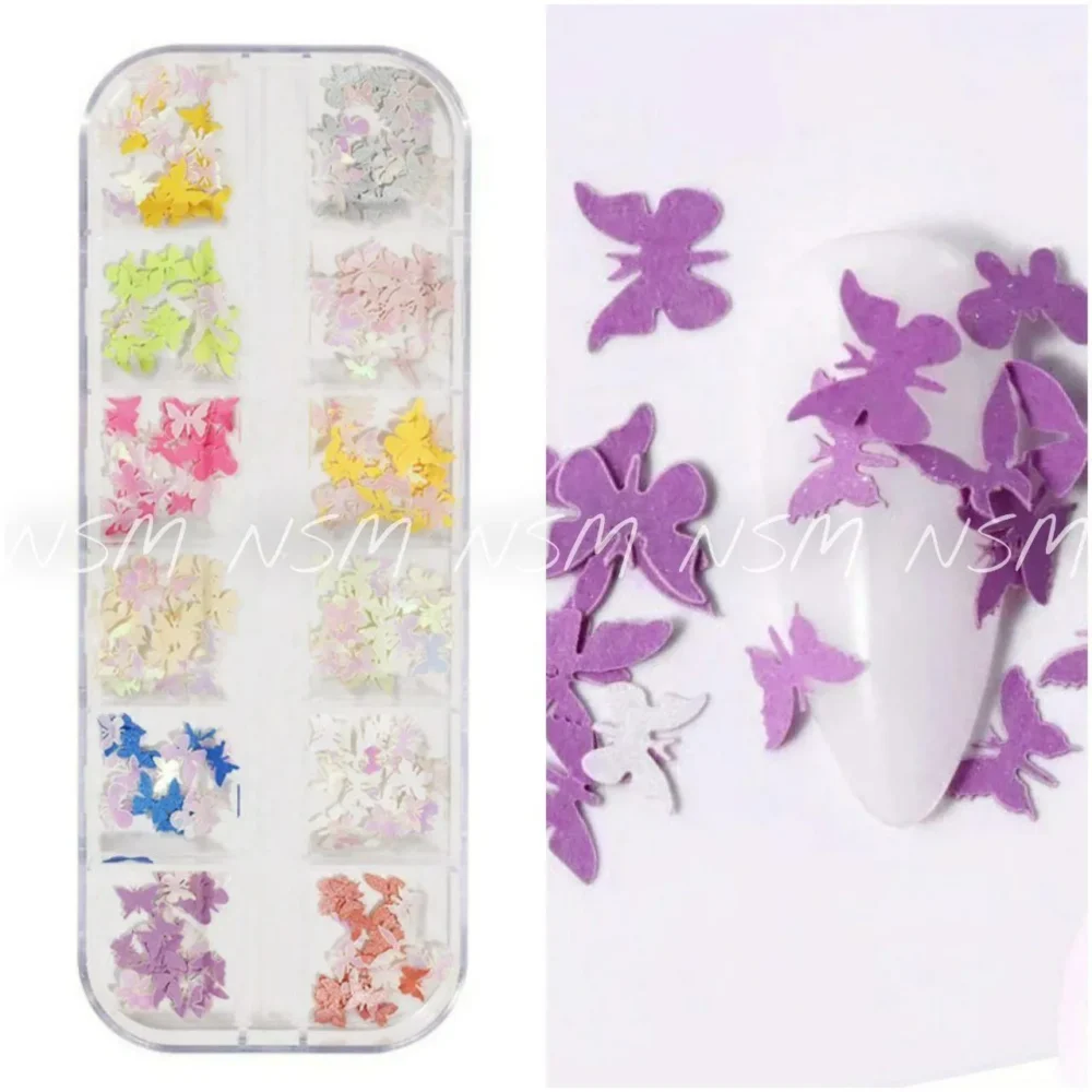 3d Pastel And Holographic Butterflies Mylars / Nail Sequins Grid