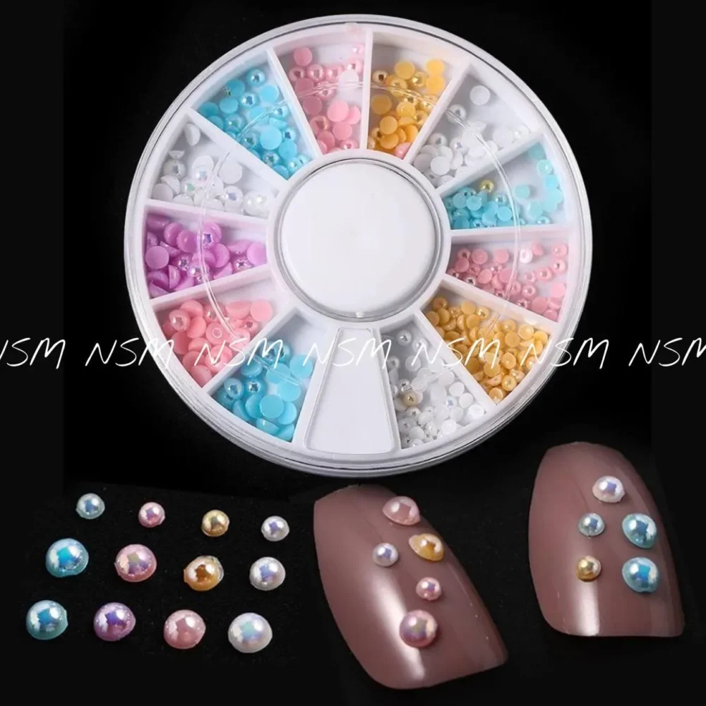 Pastel Half Pearl Nail Accessories Wheel
