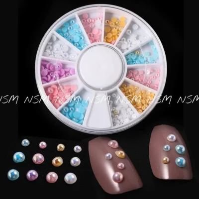 Pastel Half Pearl Nail Accessories Wheel