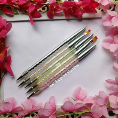 Nail Art Dotting Tool And Brush 2 In 1 (set Of 5)