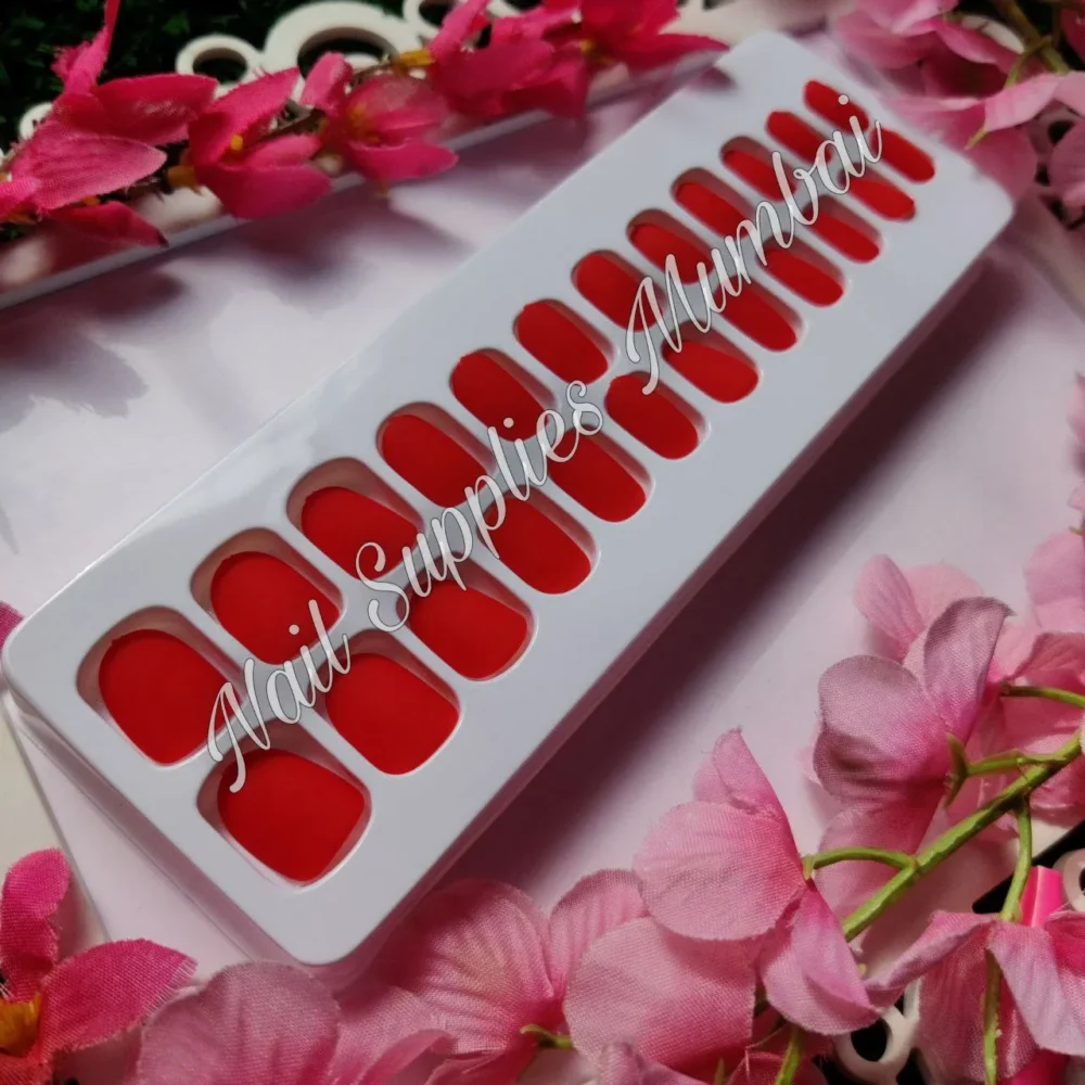 Red Short Square Matte Press On Nails (set Of 24 Nails)