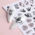 Black And White Flowers, Leaves, Bees And Abstract Sticker Sheets (F811)