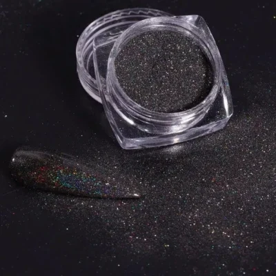 Black Holographic Nail Glitter Powder