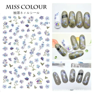 Blue And Violet Flowers Sticker Sheet (r003)