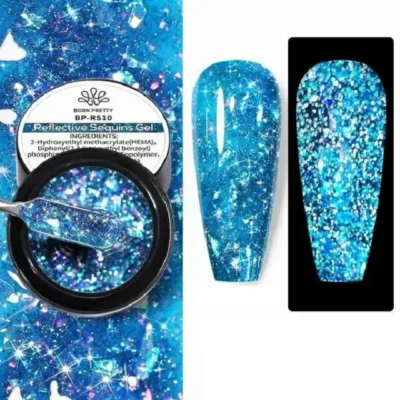 Born Pretty Aurora Blue Reflective Sequins Glitter Gel Rs10 (5gm)