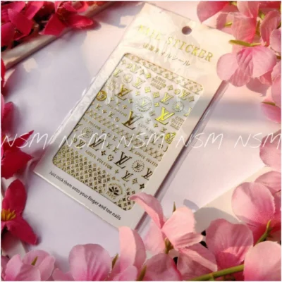 Cd And Lv Brand Gold Nail Art Sticker Sheets