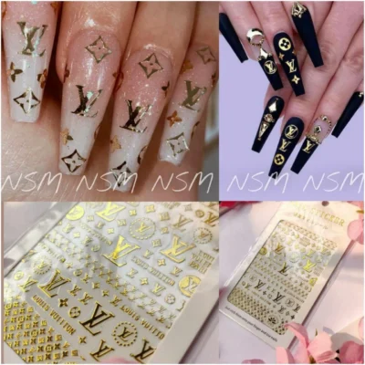 Cd And Lv Brand Gold Nail Art Sticker Sheets