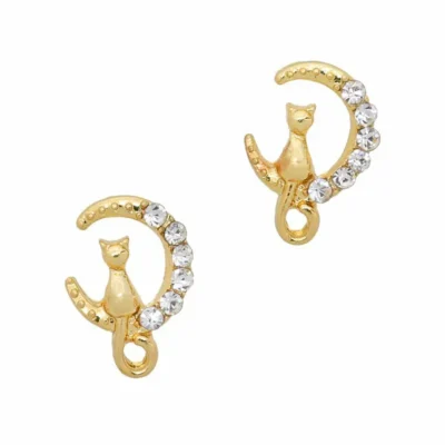 Crescent Moon Cat Nail Charms (set Of 2pcs)