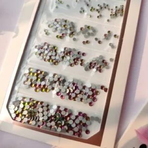 Flame Pink And Green Dual Shaded Rhinestones Sheets