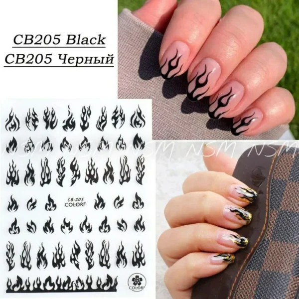 Flames Sticker Sheets (cb - 205) - Black