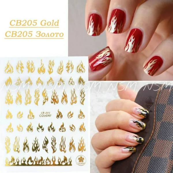 Flames Sticker Sheets (cb - 205) - Gold