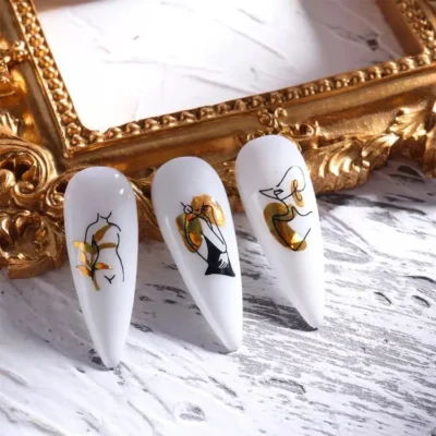 Abstract Golden Holographic Nail Art Sticker Sheets (cj-016)