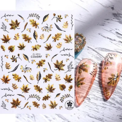 Gold Holographic Sticker Sheets (leaves Cj-013)