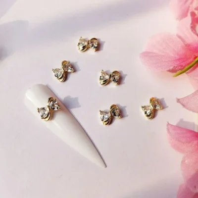 Gold Zircon Bow Nail Charms (model No. 1)