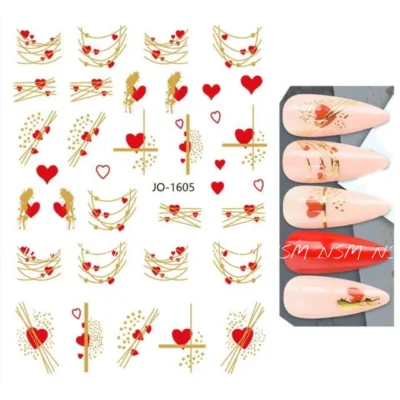 Hearts And Abstract Gold Design Sticker Sheet (jo-1605)
