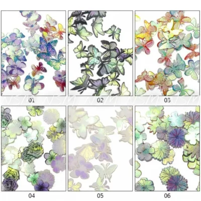 Holographic Flowers And Butterflies Mylars Grid Box