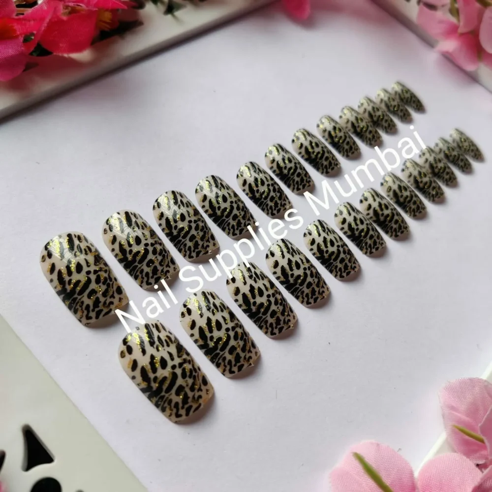 Leopard Print Press On Nails With Glue (set Of 24 Pc)