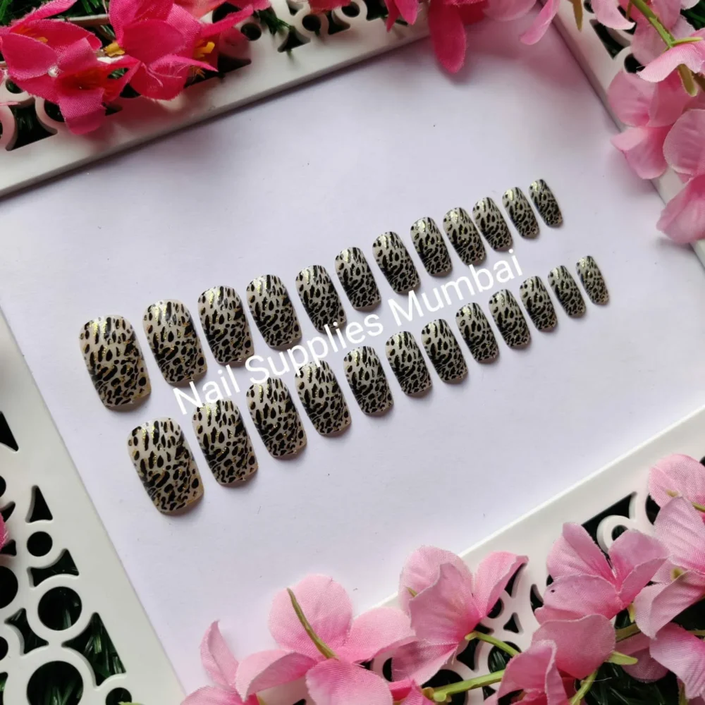 Leopard Print Press On Nails With Glue (set Of 24 Pc)