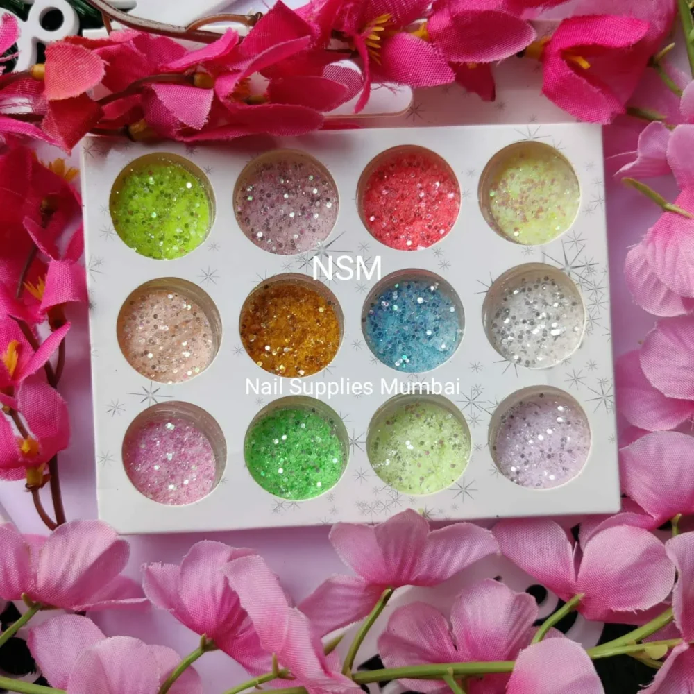 Pastel Shades Glitters And Mylars (set Of 12 Colors)