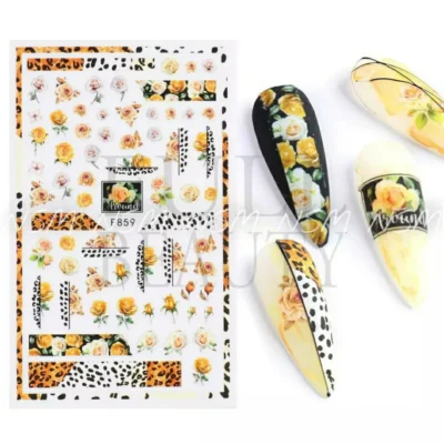Yellow Roses And Leopard Print Sticker Sheets (f859)