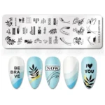 Texts Leaves And Abstract Design Stamping Plate By Nicole Diary (S08)