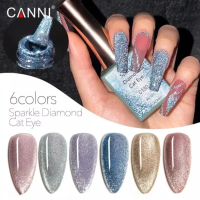 Canni Sparkle Diamond Cat Eye Gel Polish Set Of 6 Colors