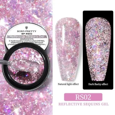 Born Pretty Aurora Pink Reflective Sequins Glitter Gel Rs02 (5gm)