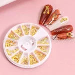 Gold Metal Nail Charms Wheel