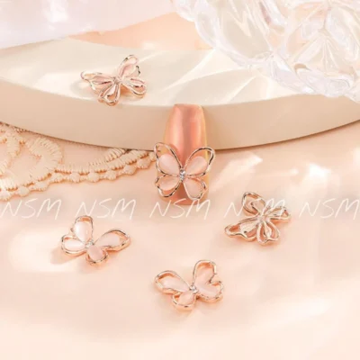 Rose Gold Butterfly Nail Charms