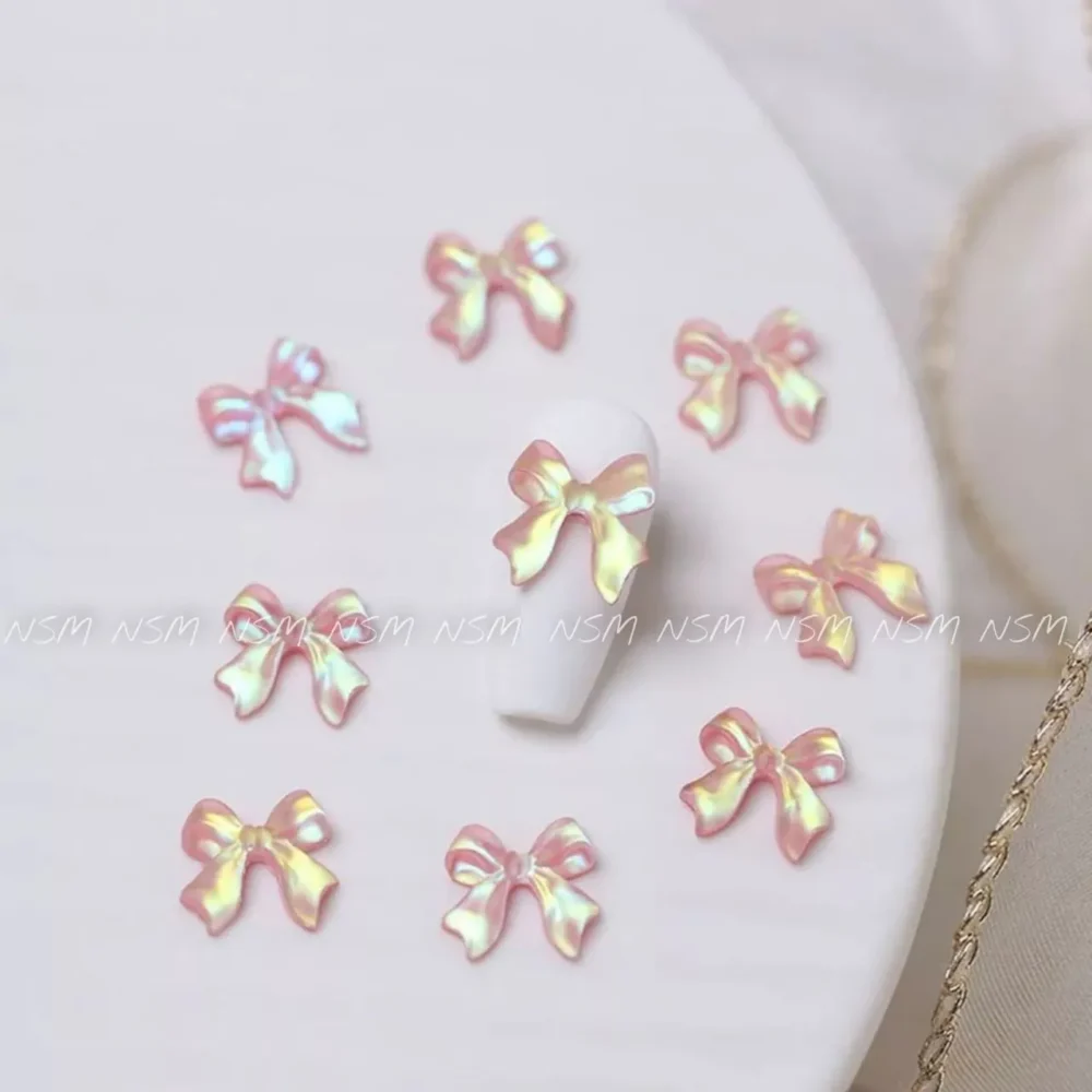 Frosted Aurora Bows Nail Charms (pack Of 30 Pieces)