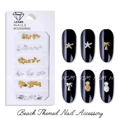 Beach Themed Nail Accessory / Nail Charms Sheet (starfish, Coconut Tree And Pineapple Shaped Charms)