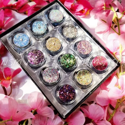 Nail Art Glitter And Mylars Mix (set Of 12 Colors) (set 1)