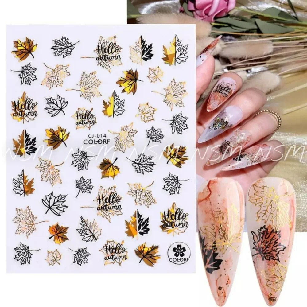Autumn / Fall / Maple Leaves Golden Holographic Sticker Sheets