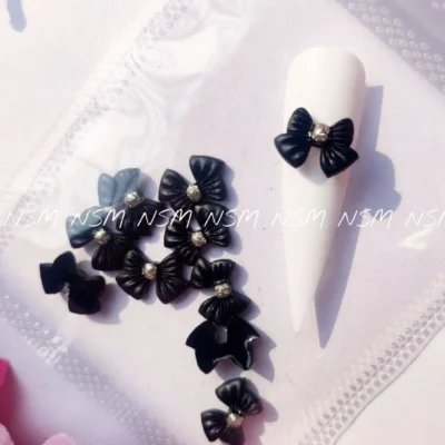 Black Bow Charms (pack Of 10 Pcs)